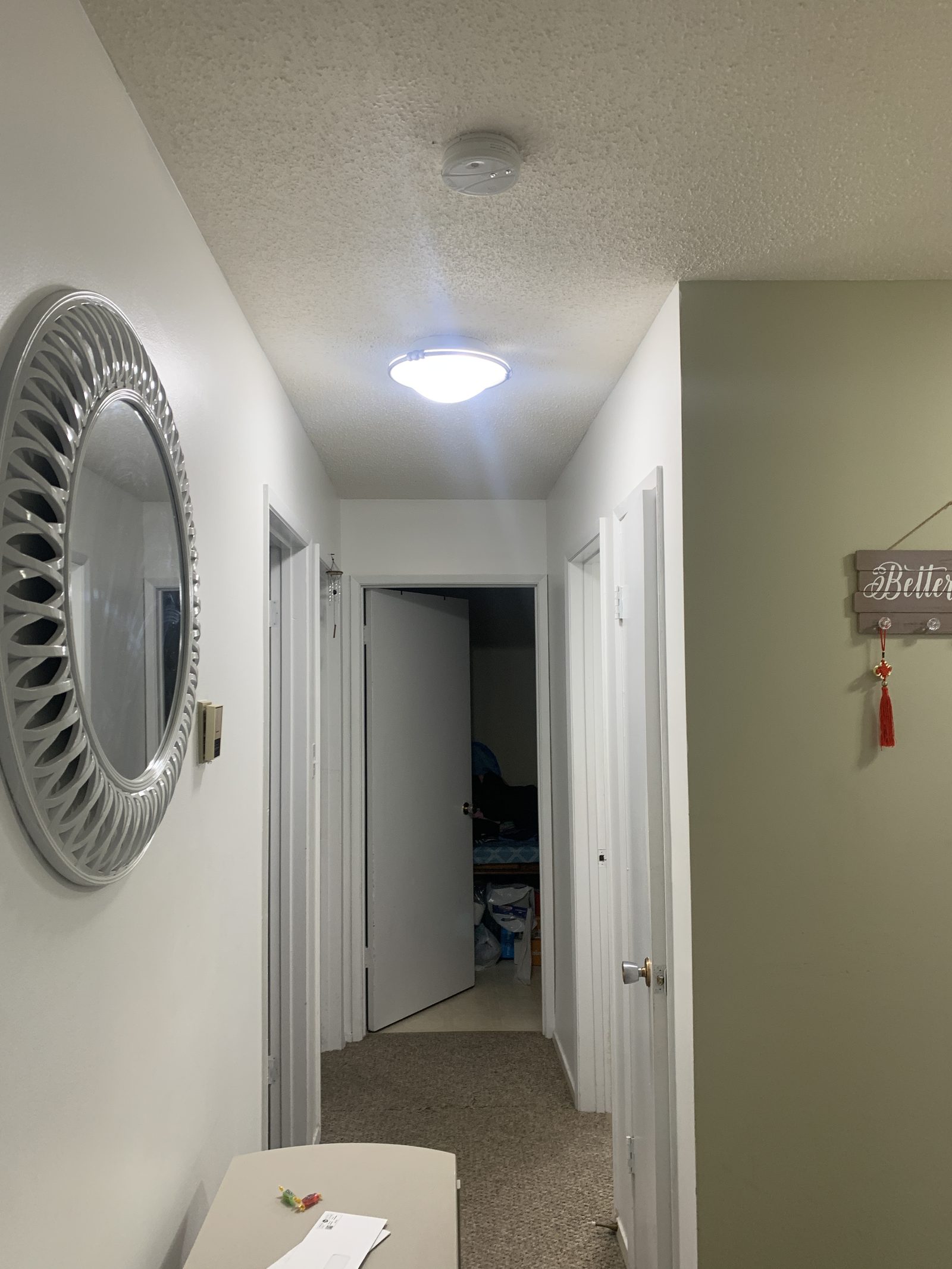 Hallway before renovation at College Drive